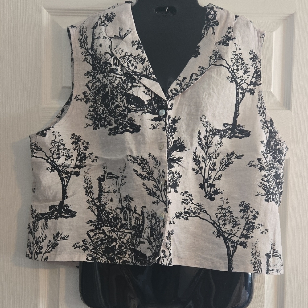 Joie Sleeveless Top in Black and Cream